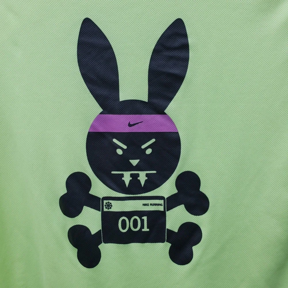 Nike Evil Bunny Athletic Tee Neon Running Workout Gym Dri-Fit Women's Size S
